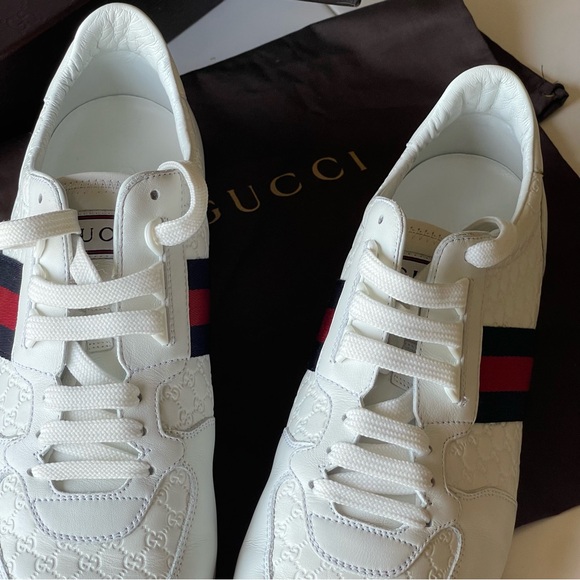 Gucci Leather Web Sneaker 'White' , 233334  Size 11 - Picture 6 of 12